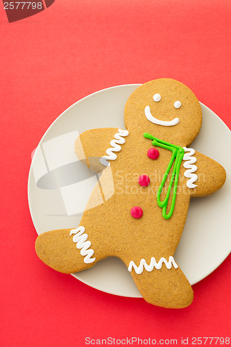 Image of Gingerbread cookies with red background