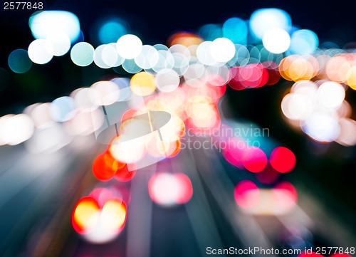 Image of Blurred unfocused highway view at night