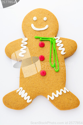 Image of Xmas gingerbread man isolated on white