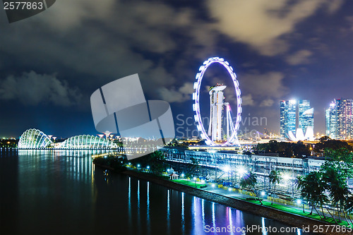 Image of Singapore skyline at night