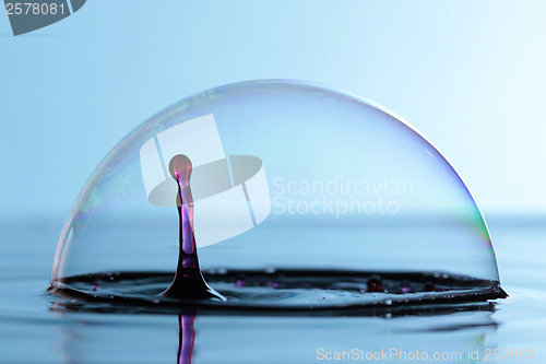 Image of Water drops in the soap bubble