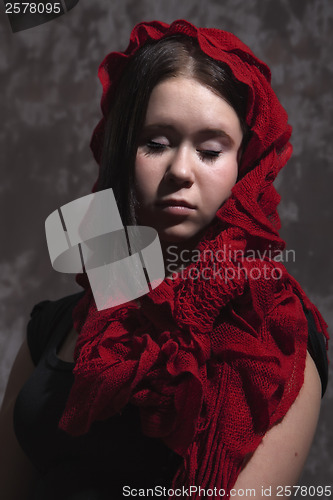 Image of Girl with red scarf