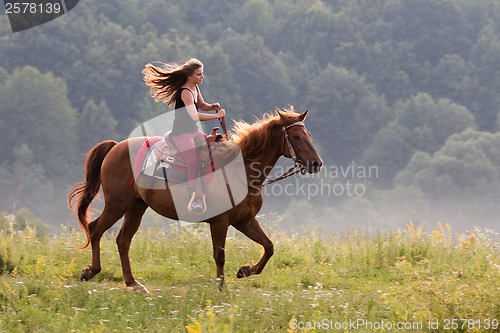 Image of Young girl with a horse