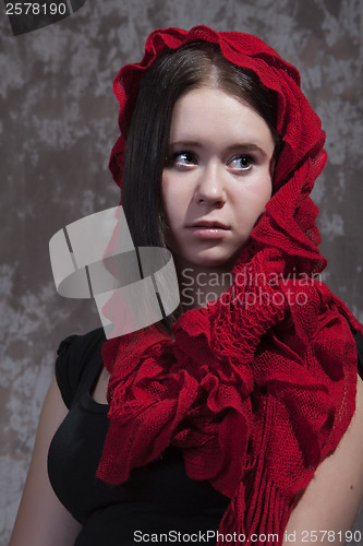 Image of Girl with red scarf