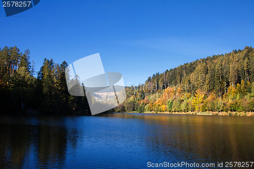 Image of Lake with reflection of autumn