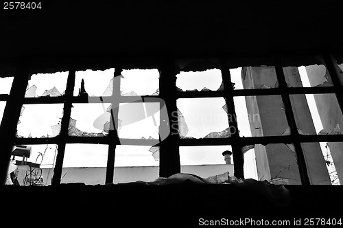 Image of broken factory window