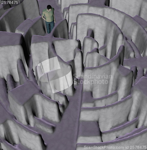 Image of man lost in maze illustration