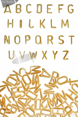 Image of alphabet pasta font food background