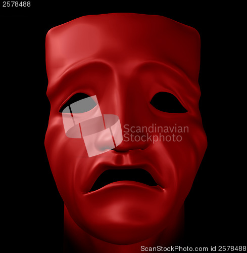 Image of figure with tragedy mask