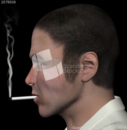 Image of man smoking cigarette