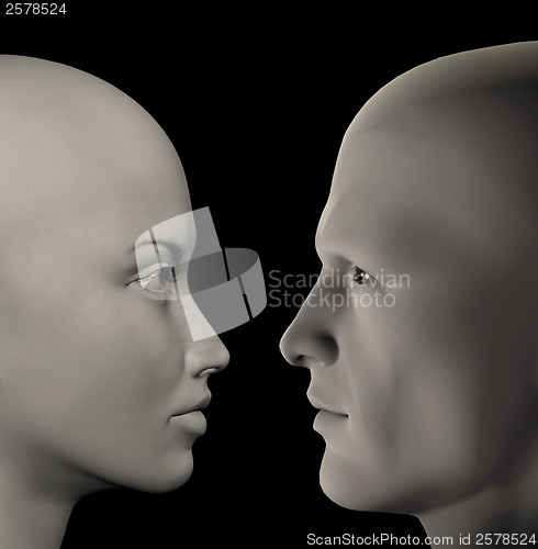 Image of man and woman facing couple