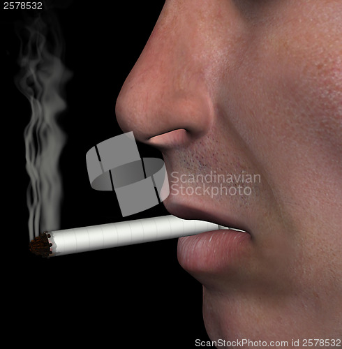 Image of smoking man cigarette smoke illustration