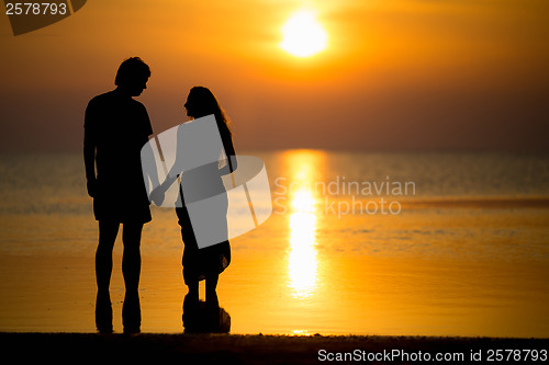 Image of Silhouette of young couple
