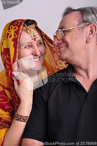 Image of senior man and woman in traditional Indian clothing 