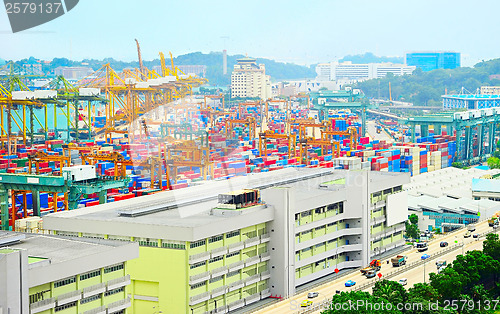 Image of Aerial view on Singapore port