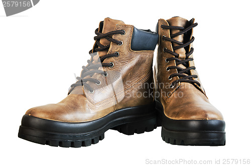 Image of Leather winter boot. Isolated on a white background