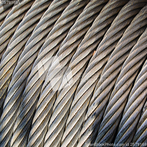 Image of The ropes braided in bays on an ancient sailing vessel