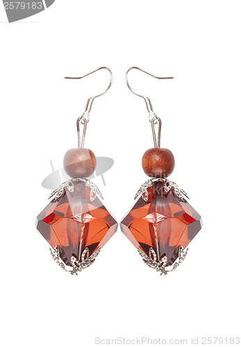 Image of Earrings out cut glass with silver ornament