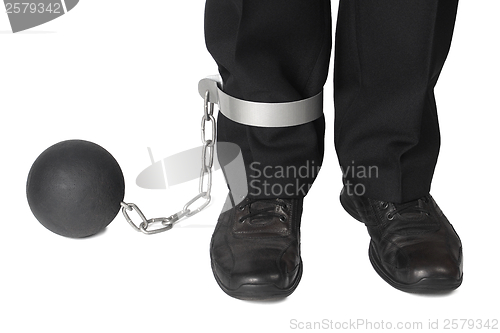 Image of Businesman with ball and chain