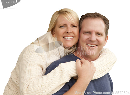 Image of Happy Attractive Couple Hugging Isolated on White