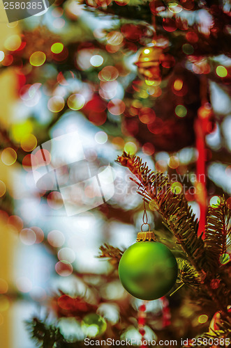 Image of christmas tree ornaments and decorations
