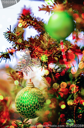 Image of christmas tree ornaments and decorations