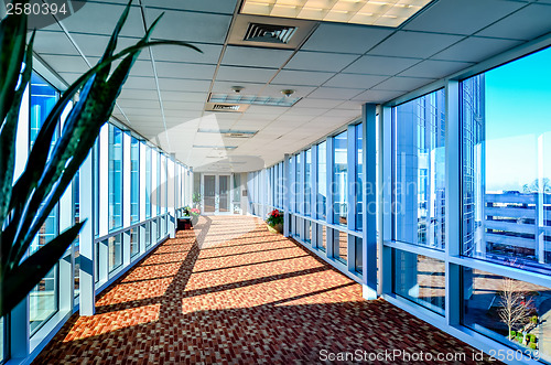 Image of modern corporate architecture skywalk