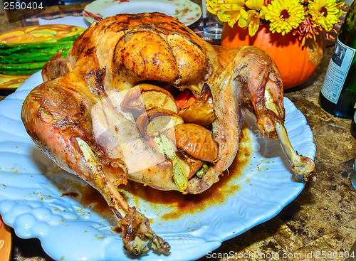 Image of table set up before thanksgiving dinner