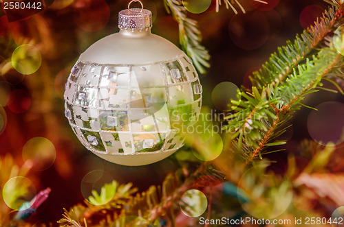 Image of christmas tree ornaments and decorations