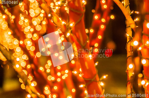 Image of Night city street lights bokeh background