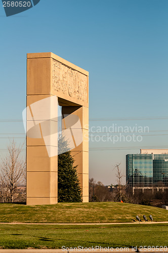 Image of monumental structural landmark statue in ballantyne nc