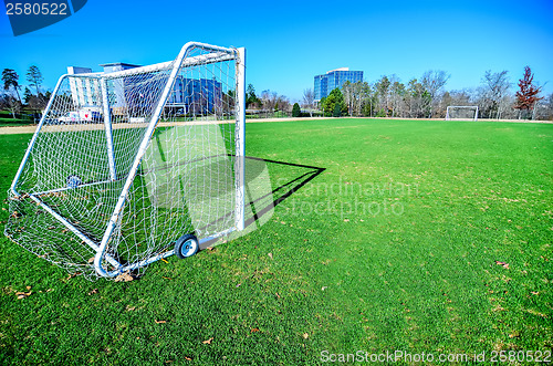 Image of soccer field on a sunny day in a Public Park