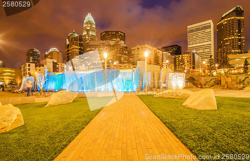 Image of charlotte city skyline at night