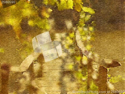Image of Old bridge at a lake, digital painting