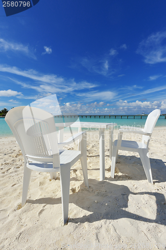 Image of tropical beach chairs