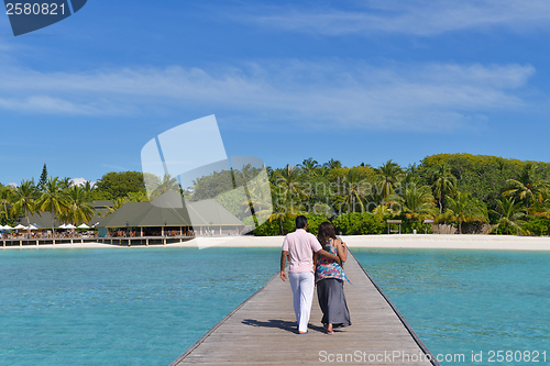Image of happy young couple have fun on summer