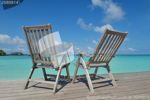 Image of tropical beach chairs