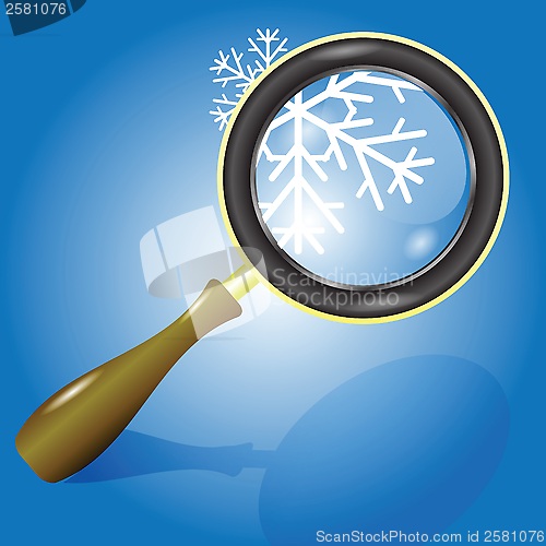 Image of snow flake and magnifying glass