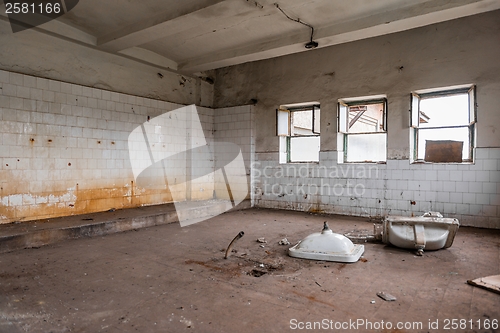 Image of Old tiled wall of an industrial building