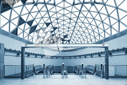 Image of Moving escalator in the business center