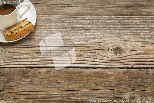 Image of coffee on a rustic wooden table