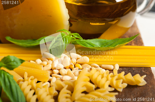 Image of Italian basil pesto pasta ingredients