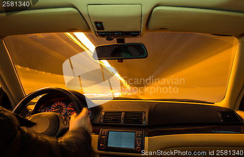 Image of Car interior on driving.