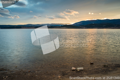 Image of Dam in mountain on sunrise