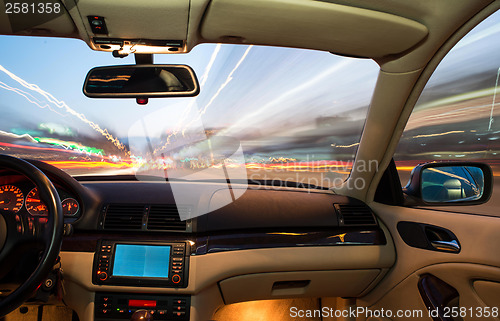 Image of Car interior on driving.