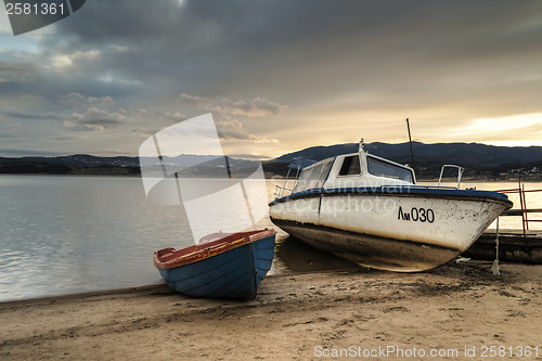 Image of Boat on a lake in the mountains