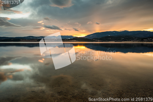 Image of Dam in mountain on sunrise