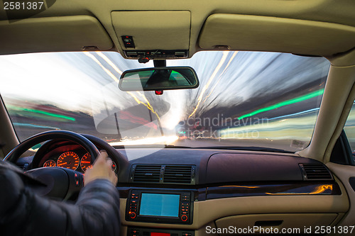 Image of Car interior on driving.