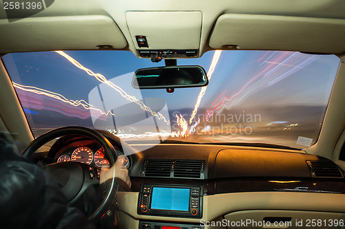 Image of Car interior on driving.