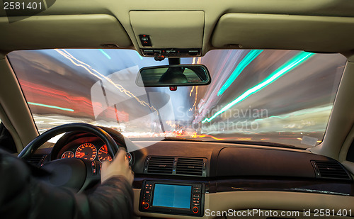 Image of Car interior on driving.